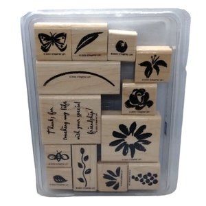 Stampin Up Watercolor Garden 13 Piece Rubber Stamp Kit 2000 Floral Butterflies